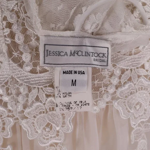 🌺 Vtg Jessica McClintock White Bridal Lace Nightgown Negligee Victorian Dress S - Picture 15 of 15